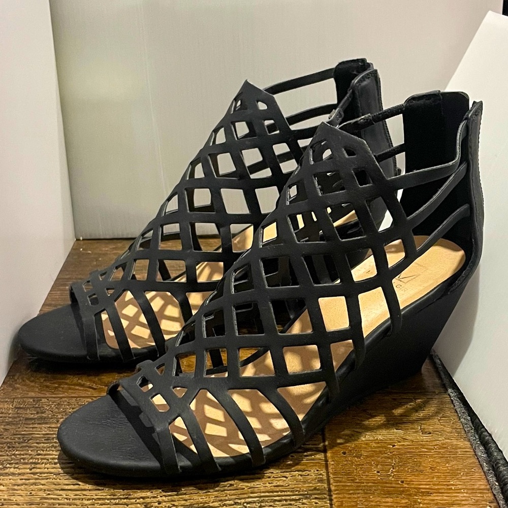 Material Girl Henie Caged Wedge Sandals